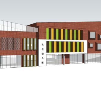 现代幼儿园外观su模型
