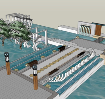 中式园林景观su模型