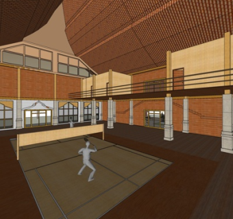 中式羽毛球馆su模型