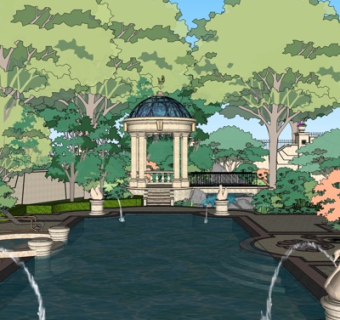 中式园林景观su模型