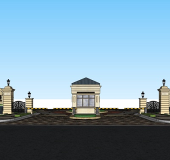 欧式公园景观入口su模型