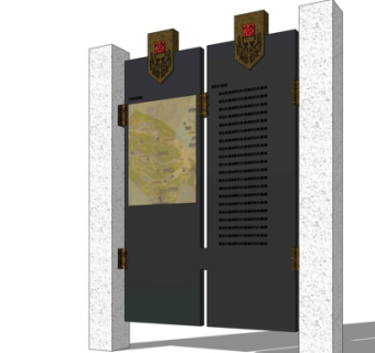 中式路牌指示牌su模型