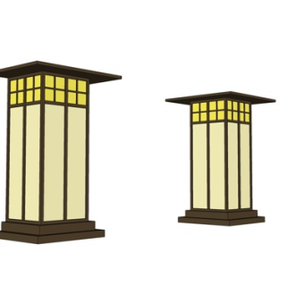 中式景观灯su模型