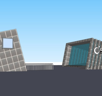 现代产业基地门头su模型