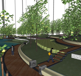 中式园林景观su模型