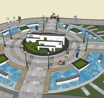 中式园林景观su模型