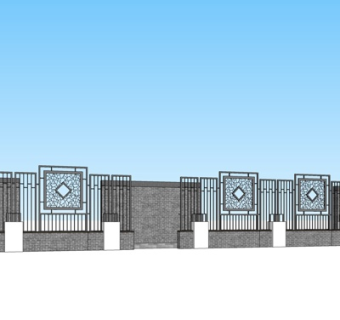 中式庭院围墙su模型