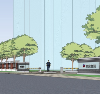 现代小区大门su模型