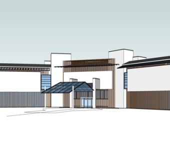新中式商业会所su模型