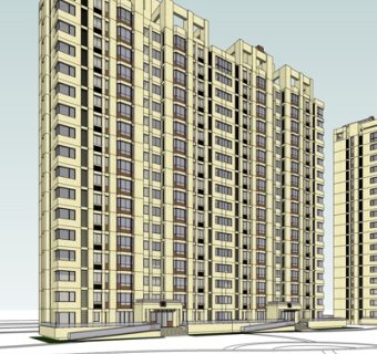 现代高层公寓楼su模型