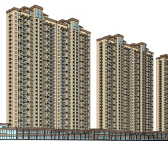 现代高层公寓楼su模型