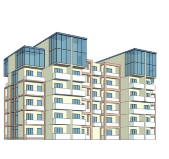 现代公寓楼su模型