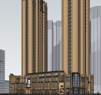 新古典沿街商业建筑su模型