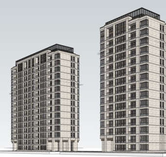 现代高层公寓楼su模型