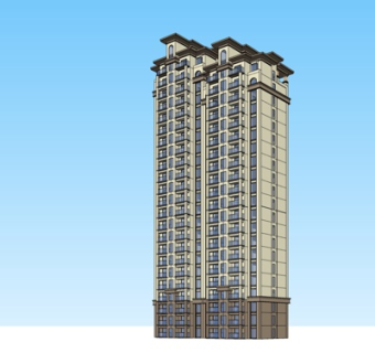 现代高层公寓楼su模型