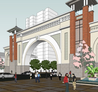 欧式小区大门su模型