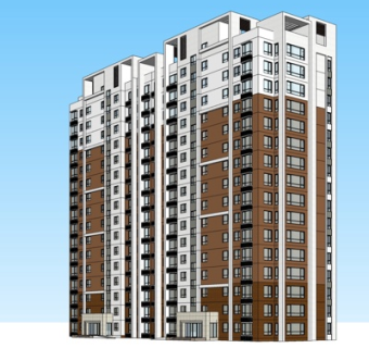 现代高层公寓楼su模型