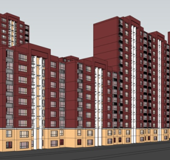 现代高层公寓楼su模型