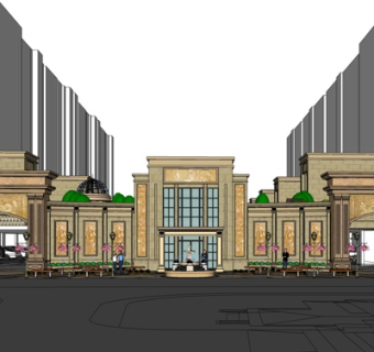 新古典商业会所su模型