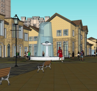 欧式沿街商业建筑su模型