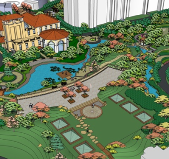 欧式公园景观su模型