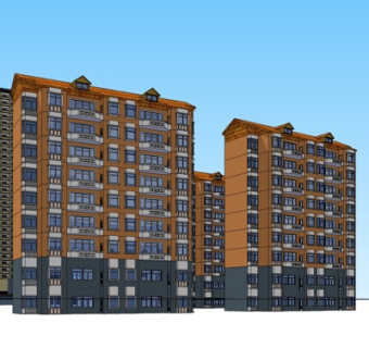 现代高层公寓楼su模型