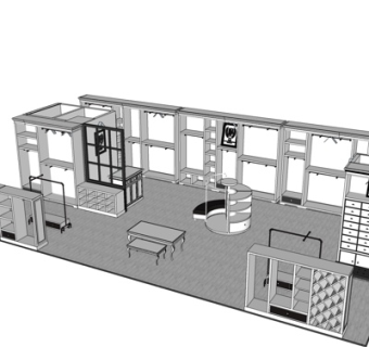 现代商店货架su模型