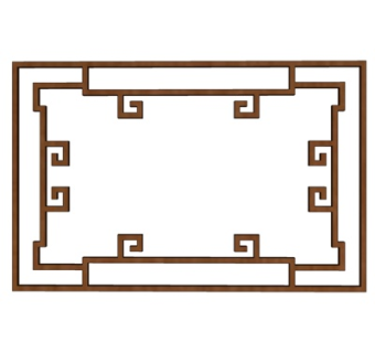 新中式实木窗格su模型