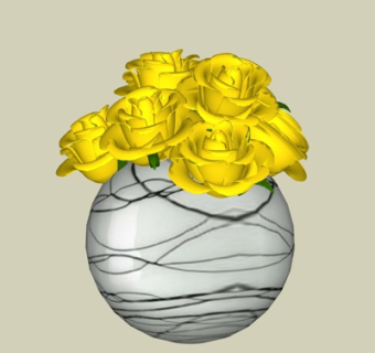 现代花瓶花卉su模型