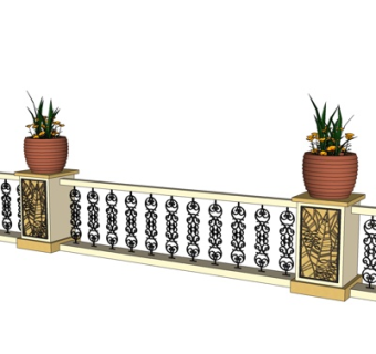 欧式铁艺护栏su模型