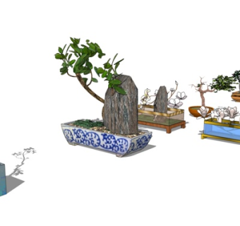中式景观小品su模型