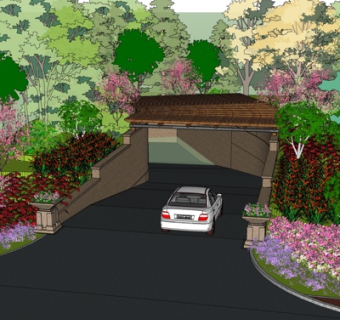 现代车库入口su模型