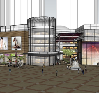 现代商业街su模型