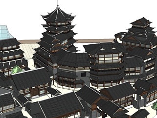 中式古镇建筑su模型