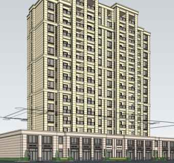 现代沿街商业建筑su模型