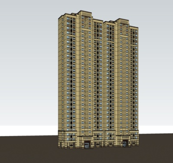 现代高层公寓楼su模型