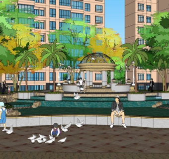 欧式小区凉亭小品su模型