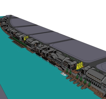 新中式商业街su模型