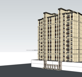 现代高层公寓楼su模型