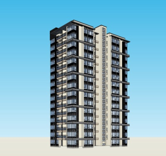 现代高层公寓楼su模型