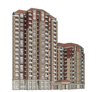 欧式高层公寓楼su模型