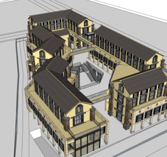 欧式商业街su模型