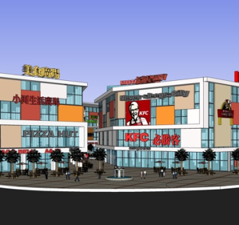 现代商业街su模型