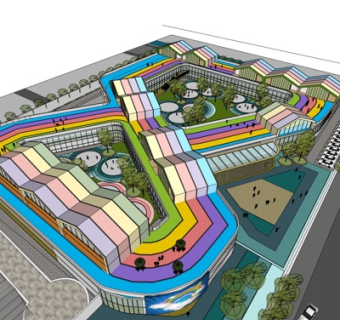 现代商业街su模型