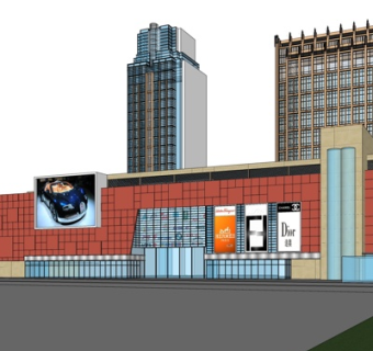 现代沿街商业建筑su模型
