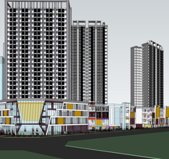 现代沿街商业建筑su模型