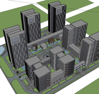 现代办公楼规划su模型