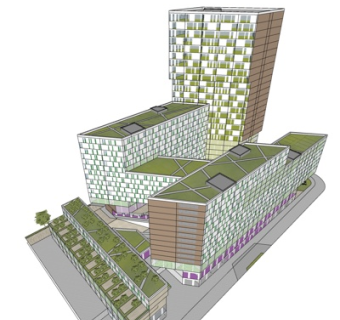 现代商业街su模型