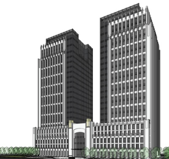 现代高层办公楼su模型