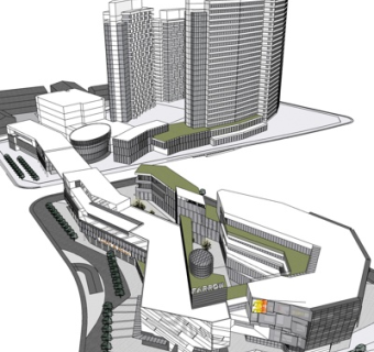 现代商业街su模型